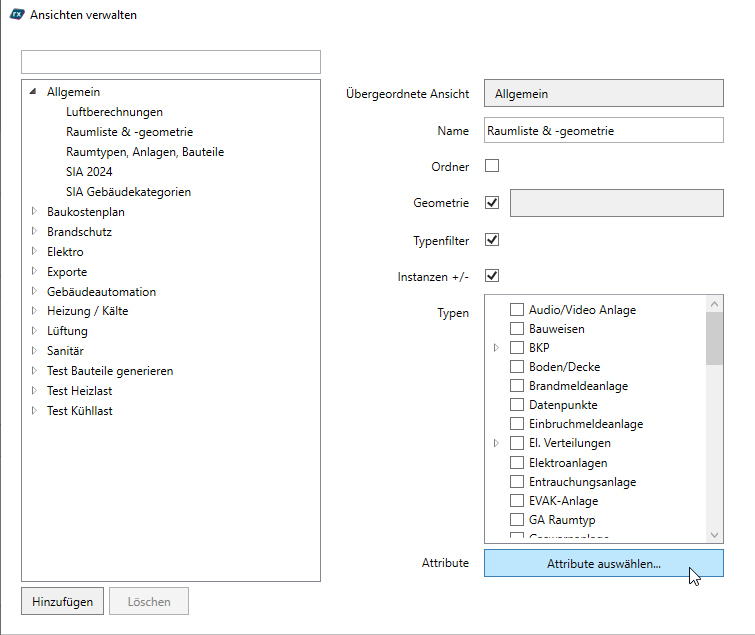 Attribute auswählen