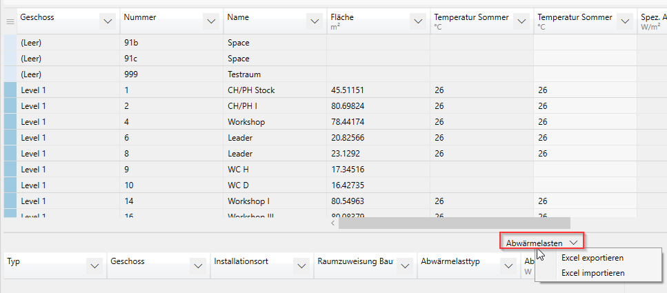 Ausstattungsliste exportieren