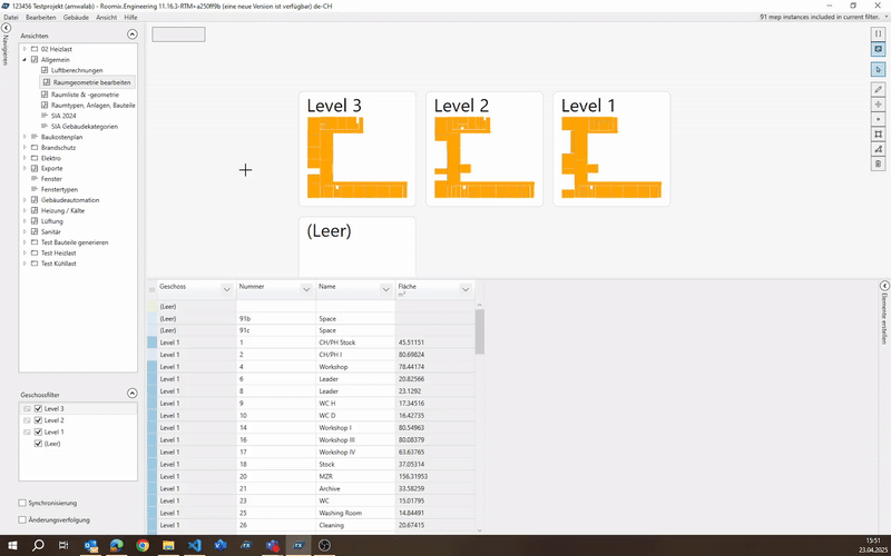 Raum mit Geometrie verknüpfen