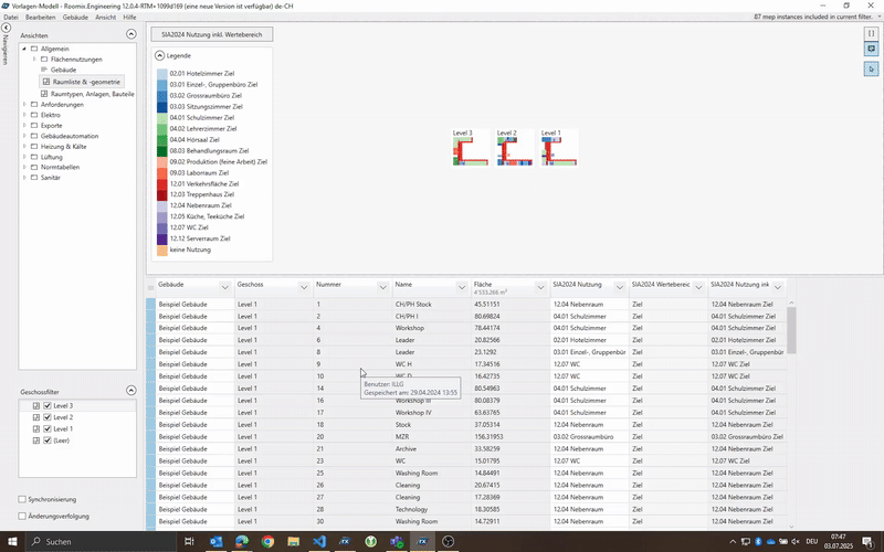 Doppelklick Geometrie-Spalte