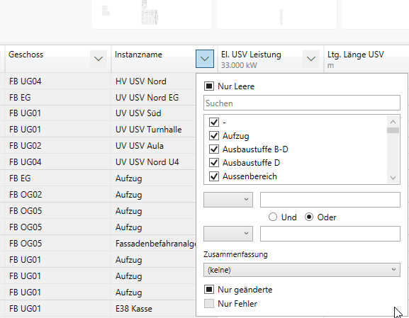 Der neue Spaltenfilter