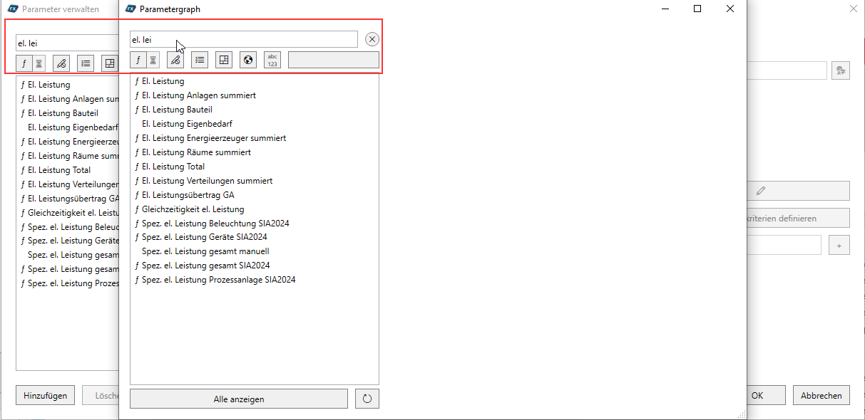 Suche im Parametergraph