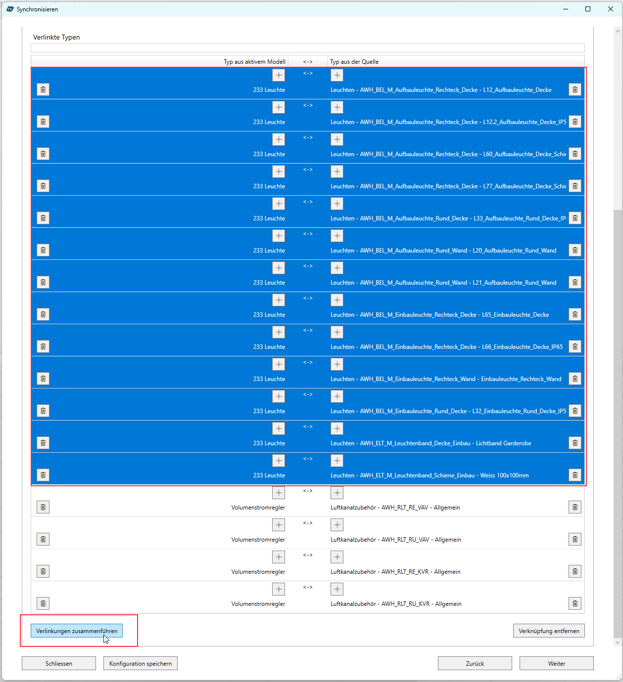 Links zusammenführen