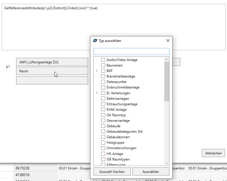 Zu durchsuchende Typen